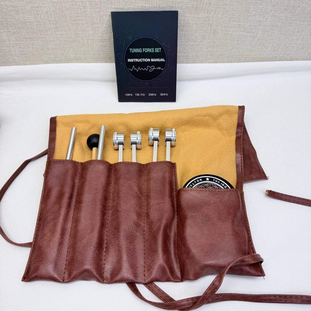 Professional Tuning Fork Set 128Hz 136.1Hz 256Hz 384Hz Sound Healing Therapy Kit